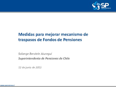 Medidas para mejorar mecanismo de traspasos de Fondos de Pensiones
