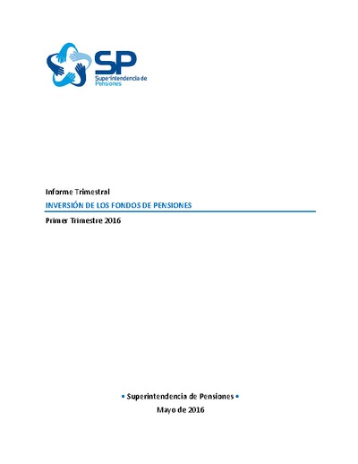 Inversión de los Fondos de  pensiones primer trimestre 2016