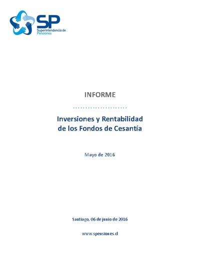 Informe de rentabilidad seguro de cesantía mayo de 2016