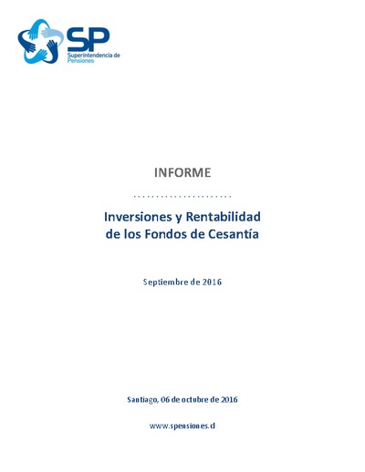 Informe de rentabilidad seguro de cesantía septiembre de 2016
