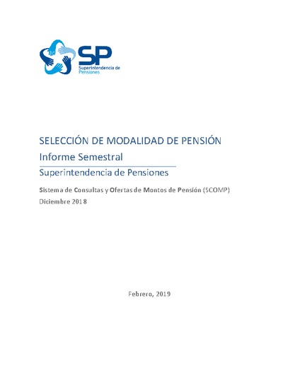Informe Sistema de Consultas y Ofertas de Montos de Pensión (SCOMP) a diciembre 2018