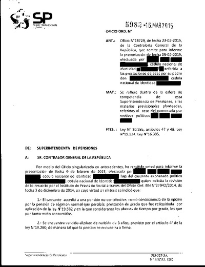 Oficio Ordinario Nº 5982, del 16 de marzo de 2015