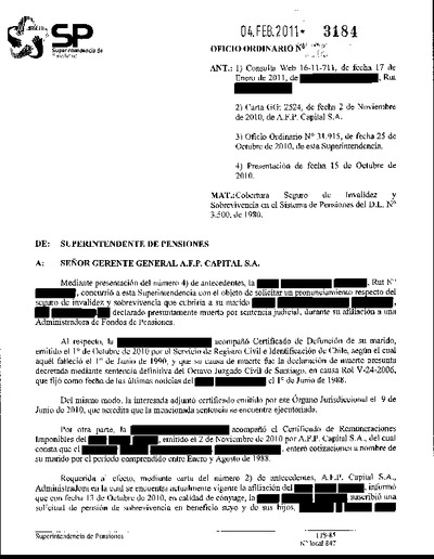 Oficio Ordinario Nº 3184, del 4 de febrero de 2011
