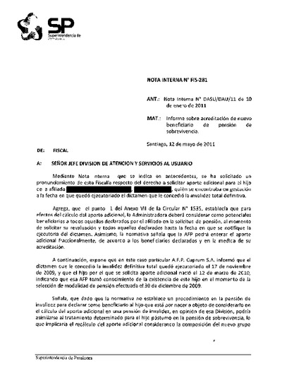 Nota Interna N° 281, del 12 de mayo de 2009