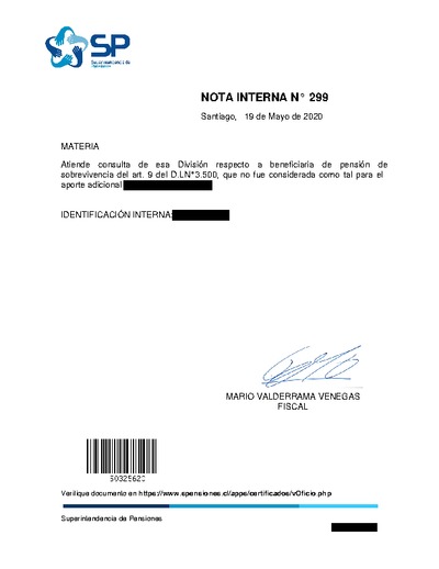 Nota Interna N° 299, del 19 de mayo de 2020