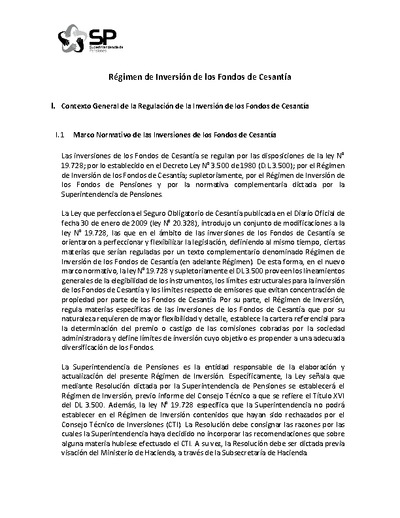 Régimen de inversión vigente a partir del 1 de marzo de 2023