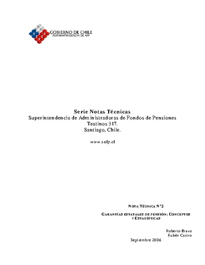 Nota Técnica Nº 2: Garantias Estatales de Pensión: Conceptos y Estadísticas