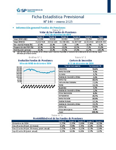 Ficha Estadística Previsional N° 146, enero 2025