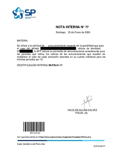 Nota Interna N° 77, del 30 de enero de 2024