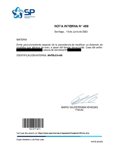 Nota Interna N° 409, del 15 de junio de 2023