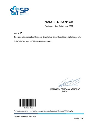 Nota Interna N° 662, del 6 de octubre de 2022