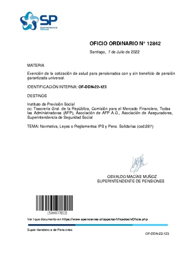 Oficio Ordinario Nº 12842, del 7 de julio de 2022