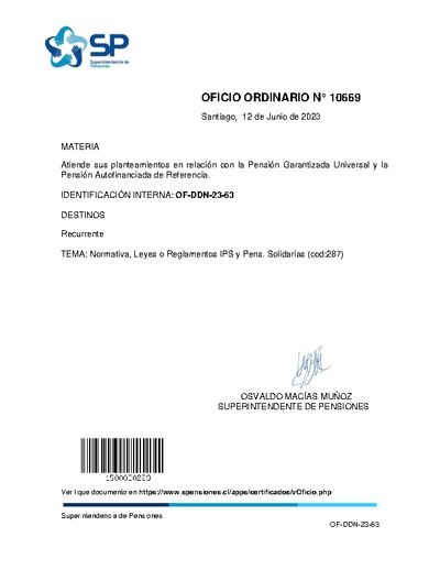 Oficio Ordinario Nº 10669, del 12 de junio de 2023