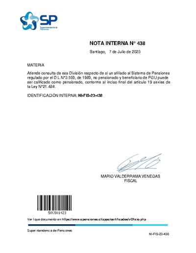 Nota Interna N° 438, del 7 de julio de 2023