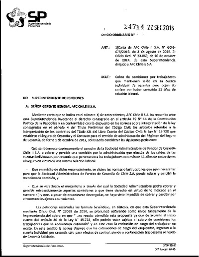 Oficio Ordinario Nº 24714, del 27 de septiembre de 2016