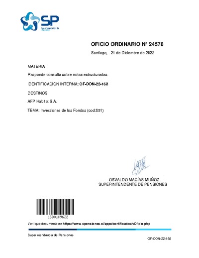 Oficio Ordinario Nº 24578, del 21 de diciembre de 2022