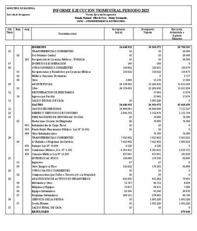 Informe Ejecución Presupuestaria a junio 2025