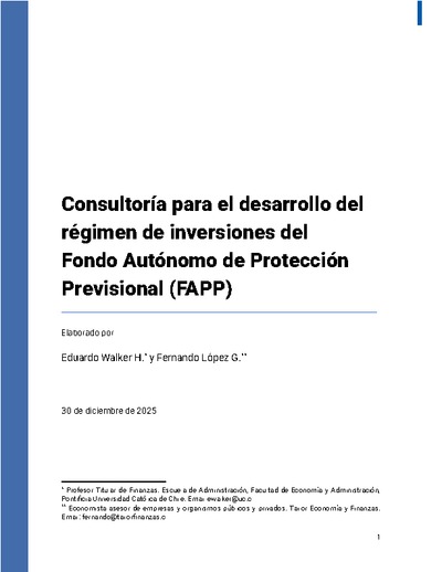 Consultoría para el desarrollo del régimen de inversiones del Fondo Autónomo de Protección Previsional (FAPP)