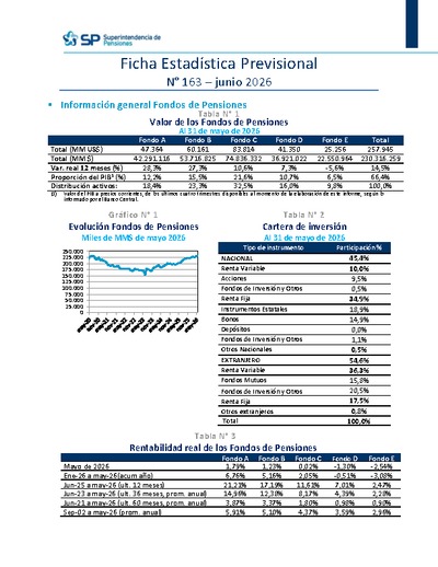 Ficha Estadística Previsional N° 163, junio 2026