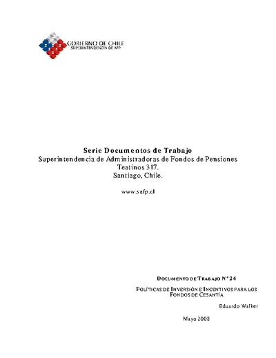 Documento de Trabajo Nº 24: Políticas de Inversión e Incentivos para los Fondos de Cesantía