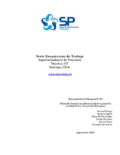 Documento de Trabajo Nº 32: Work Histories and Pension Entitlements in Argentina, Chile and Uruguay