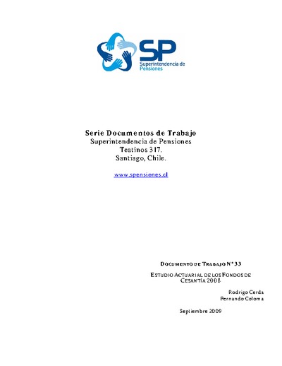Documento de Trabajo Nº 33: Estudio Actuarial de los Fondos de Cesantía 2008