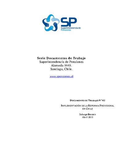 Documento de Trabajo Nº 45: Implementación de la Reforma Previsional en Chile